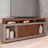 Rack para TV 75 Polegadas 2 Portas com Ripado Puerto Fendi/Havana - Pnr Móveis
