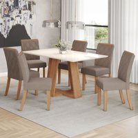 Mesa de Jantar 6 Lugares Sales Nature/Off White/Bege - Pnr Móveis