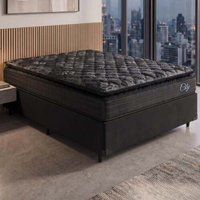 Cama Box Casal Colchão Com Molas Ensacadas City Pillow Top 138x188x61cm Preto Hellen