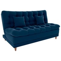 Sofa Cama 2 Lugares 185 cm Duda Veludo E433 Azul Milani Store
