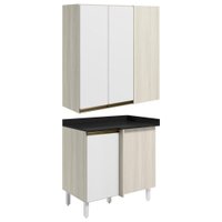 Armario Aereo E Balcao Canto Reto MDF Kali Bianco Toq Branco Uv Nicioli