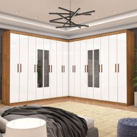 Closet Casal Duplo Rubi Premium 16 Portas C/espelho 8 Gavetas
