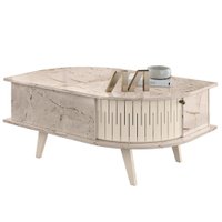 Mesa De Centro 2 Portas 90 cm Indianapolis Calacata Off White MADETEC
