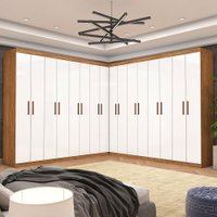 Closet Casal Duplo Rubi Premium 16 Portas 8 Gavetas - Cinamomo Branco