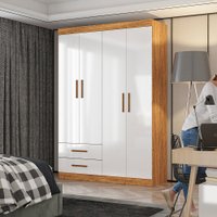 Guarda Roupa Casal Lu 4 Portas 2 Gavetas Carioca Móveis - Cinamomo Branco