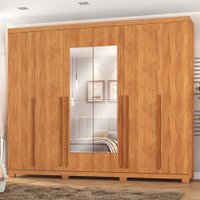 Guarda-Roupa Casal Montes 6 Portas 8 Gavetas 100% Mdf com Espelho Cinamomo - Pnr Móveis