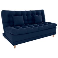 Sofa Cama 2 Lugares 185 cm Duda Veludo Maserati Azul Milani Store