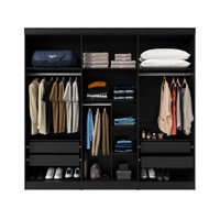 Guarda-Roupa Casal  Ana 6 PT 4 GV Preto 240 cm
