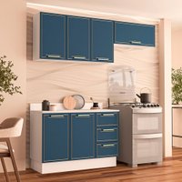 Cozinha Completa Amara 6 Portas 3 Gavetas 40250093 Branco/Azul - Politorno