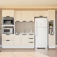 Cozinha Completa Meena 10 Portas 4 Gavetas 40250062 Branco/Creme - Politorno