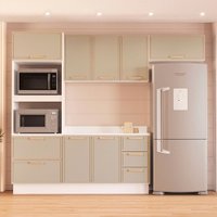 Cozinha Completa Amara 8 Portas 4 Gavetas 40250094 Verde Oliva/Branco - Politorno