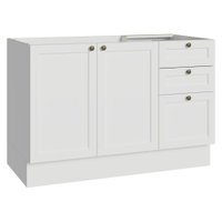Balcão de Pia 120 cm 2 Portas 3 Gavetas (Sem Tampo) Branco Vik Madesa