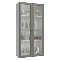 Cristaleira Suspensa 70 cm 2 Portas de Vidro Branco/Cinza Vik Madesa