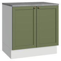 Balcão de Cozinha 80 cm 2 Portas Branco/Verde Vik Madesa