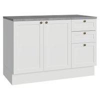 Balcão de Cozinha 120 cm 2 Portas 3 Gavetas Branco Vik Madesa