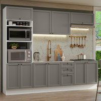 Armário de Cozinha Completa 270 cm Branco/Cinza Vik Madesa 01