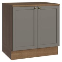 Balcão de Cozinha 80 cm 2 Portas Rustic/Cinza Vik Madesa