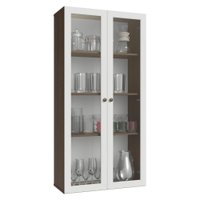 Cristaleira Suspensa 70 cm 2 Portas de Vidro Rustic/Branco Vik Madesa