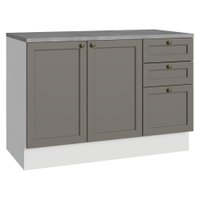 Balcão de Cozinha 120 cm 2 Portas 3 Gavetas Branco/Cinza Vik Madesa