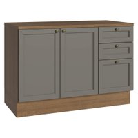 Balcão de Cozinha 120 cm 2 Portas 3 Gavetas Rustic/Cinza Vik Madesa