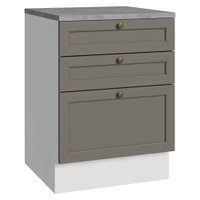 Balcão de Cozinha 60 cm 3 Gavetas Branco/Cinza Vik Madesa