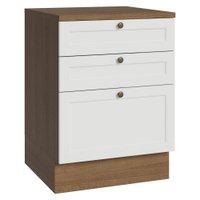 Balcão de Cozinha 60 cm 3 Gavetas Rustic/Branco Vik Madesa