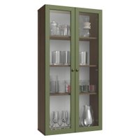 Cristaleira Suspensa 70 cm 2 Portas de Vidro Rustic/Verde Vik Madesa