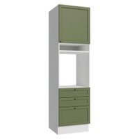 Torre Quente 60 cm 1 Porta 3 Gavetas Branco/Verde Vik Madesa