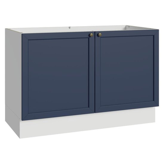 Balcão Gabinete de Pia 120 cm (Sem Tampo) Branco/Azul Vik Madesa