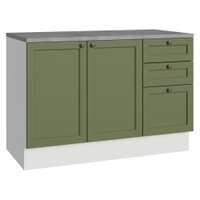 Balcão de Cozinha 120 cm 2 Portas 3 Gavetas Branco/Verde Vik Madesa