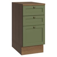 Balcão de Cozinha 40 cm 3 Gavetas Rustic/Verde Vik Madesa