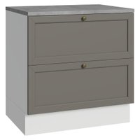 Balcão de Cozinha 80 cm 2 Gavetas Branco/Cinza Vik Madesa