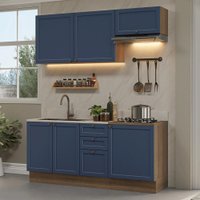 Armário de Cozinha Compacta 180 cm Rustic/Azul Vik Madesa 01