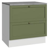 Balcão de Cozinha 80 cm 2 Gavetas Branco/Verde Vik Madesa