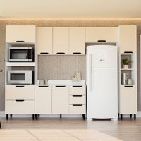 Cozinha Completa Meena 10 Portas 4 Gavetas 40250068 Branco/Creme - Politorno
