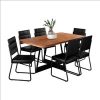 Conjunto Sala de Jantar 6 Cadeiras Charlotte Carraro Nogal com Preto
