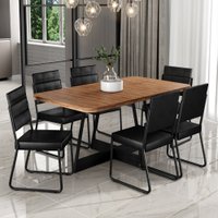 Conjunto Sala de Jantar 6 Cadeiras Charlotte Carraro Nogal com Preto