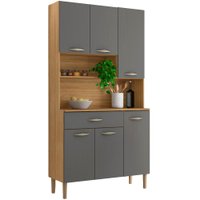 Armario Kit Cozinha 6P 1G 91 cm Apolo Freijo Gris KTP