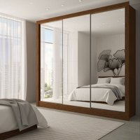 Guarda-Roupa Casal Giulia Slim 3 Portas 3 Gavetas com Espelho Cinamomo - Panorama Móveis