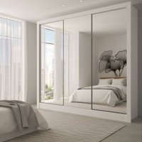 Guarda-Roupa Casal Giulia Slim 3 Portas 3 Gavetas com Espelho Branco - Panorama Móveis