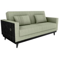 Sofa Cama 2 Lugares 203 cm Boucle Oliva Corino Preto Milani Store