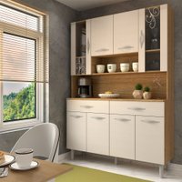 Armário de Cozinha Kit 8 Portas 2 Gavetas com Vidro Freijó/Soft - Panorama Móveis