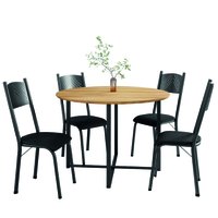 Conjunto de Mesa Sala de Jantar com 4 Cadeiras Tampo Redondo 1m Madeirado Liz Preto Artefamol