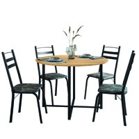 Conjunto Mesa Sala de Jantar com 4 Cadeiras Tampo Redondo 1m Madeirado Leia Preto Floral Artefamol