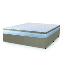 Cama Box Casal King Colchão Com Molas Ensacadas 193x203x60cm Dunas Branco/Bege Hellen Cama Box Casal King Colchão Com Molas Ensacadas 193x203x60cm Dunas Branco/Bege Hellen