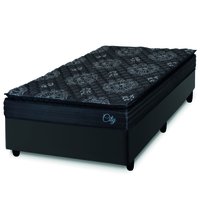 Cama Box Solteiro Colchão Com Molas Ensacadas City Pillow Top 88x188x61cm Preto Hellen Cama Box Solteiro Colchão Com Molas Ensacadas City Pillow Top 88x188x61cm Preto Hellen