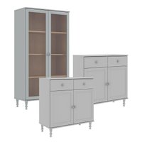 Cristaleira+ 2 Aparadores 4gv4pt Ditália R-629/E-957 Cor:Cinza Cristaleira+ 2 Aparadores 4gv4pt Ditália R-629/E-957 Cor:Cinza