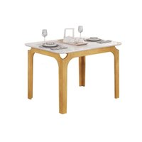 Mesa p/ Cozinha Marina c/ Tampo Madeirado c/ Vidro Curvo 120x80cm Cedro/Off White - DJ Móveis