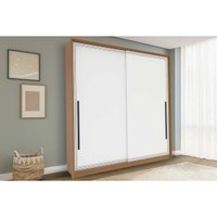 Guarda Roupa Casal 2 Portas de Correr e 2 Gavetas Valência Freijo/Branco - Politorno