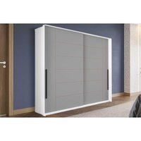 Guarda Roupa 2 Portas de Correr e 2 Gavetas Lisboa Branco/Cinza - Politorno